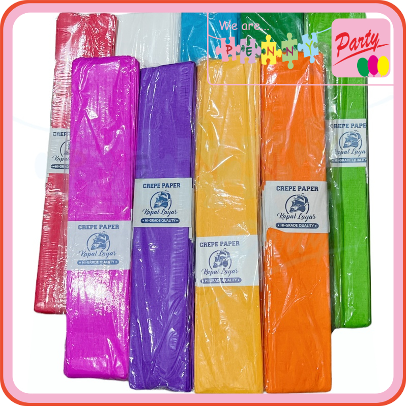 

Kertas Krep / Crepe Paper 60cm x 100cm Kertas Warna Warni Kerajinan Tangan Alat Pesta dan Perayaan