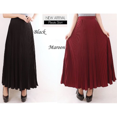 VS - ROK PLISKET MURAH PRISKET PLEATED SALE POLOS REMPEL MUSLIMAH SKIRT ABG FLARE SKIRT MAYUNG FLOWY