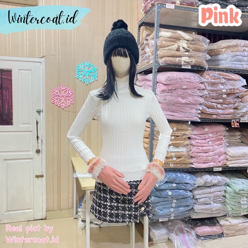 Sarung tangan wanita winter gloves musim dingin import nadine bulu hangat fur fashionable kaos tangan glove cewek woman wanita women