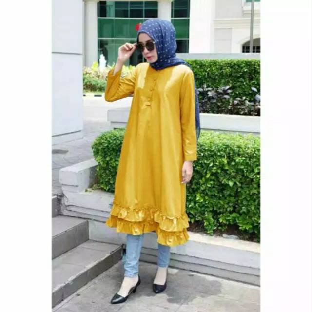 Bella Tunik katun Toyobo Rempel susun - Atasan wanita terbaru - long Tunik