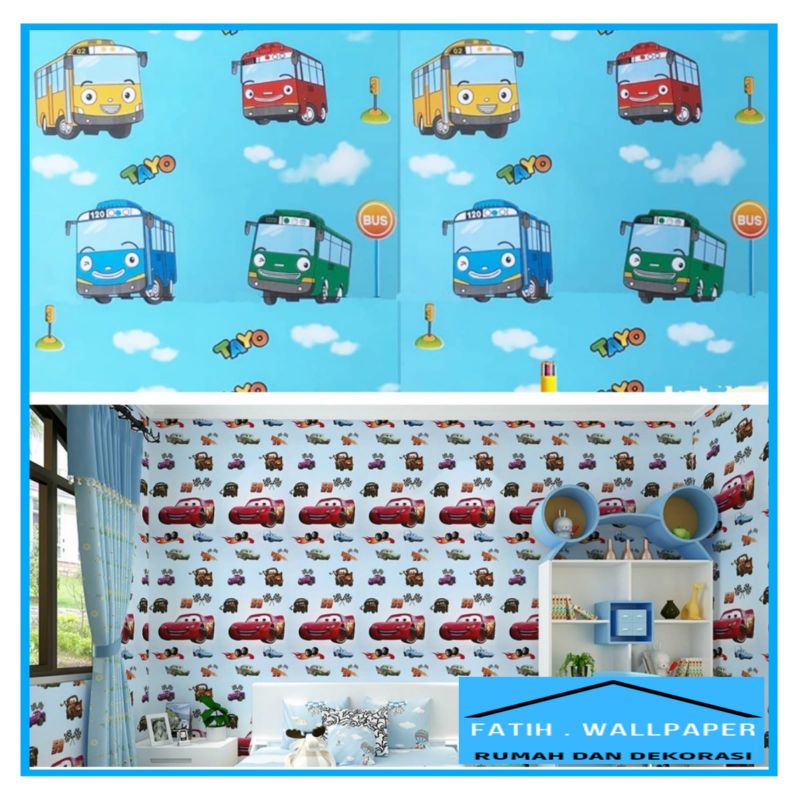 PROMO WALLPAPER STIKER DINDING MOTIF KARAKTER KARTUN ANAK LAKI - LAKI