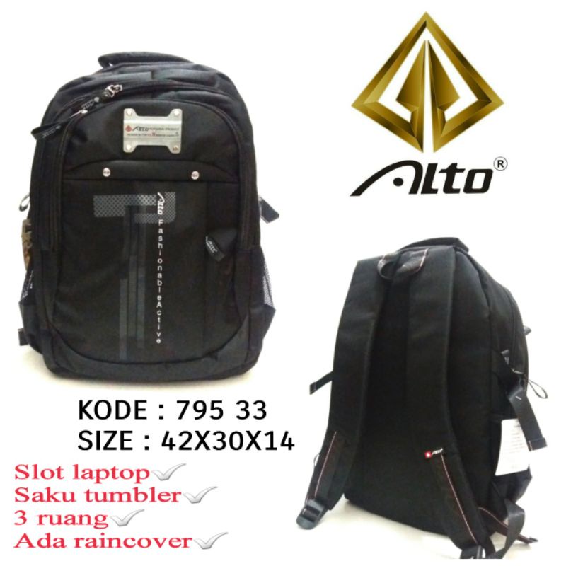 TAS RANSEL SEKOLAH ANAK COWOK ORIGINAL BY ALTO 795 33 ADA RAINCOVER WARNA HITAM