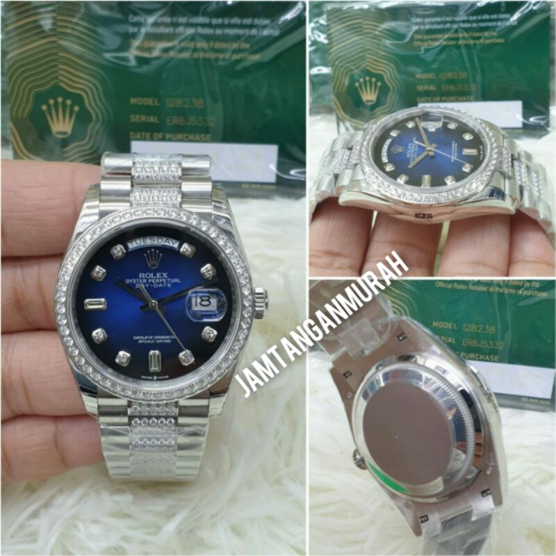 jam tangan pria rolex president automatic mesin swiss eta kualitas original