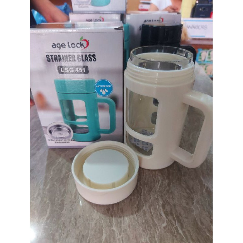 Strainer Glass [450 ml] AGE LOCK LSG 451/ Gelas Strainer Botol Minum + Saringan Anti Bocor