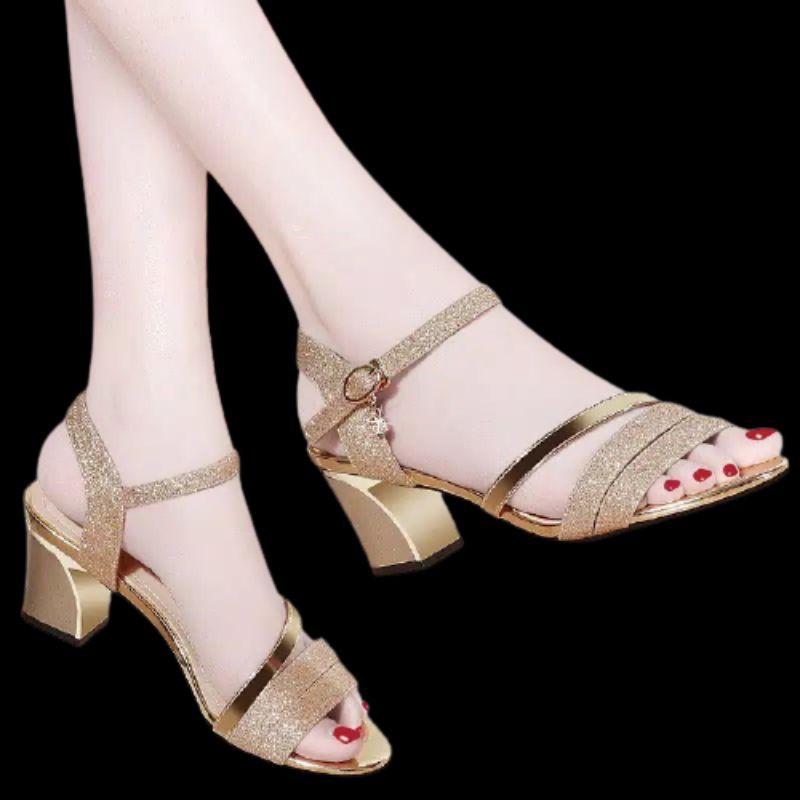 Heel Resmi Hak Kotak 5cm Pd349 Gold Silver