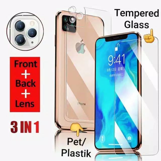 1 Set Tempered Glass Depan Belakang camera Iphone 11 iphone 11 pro iphone 11 pro max screen guard