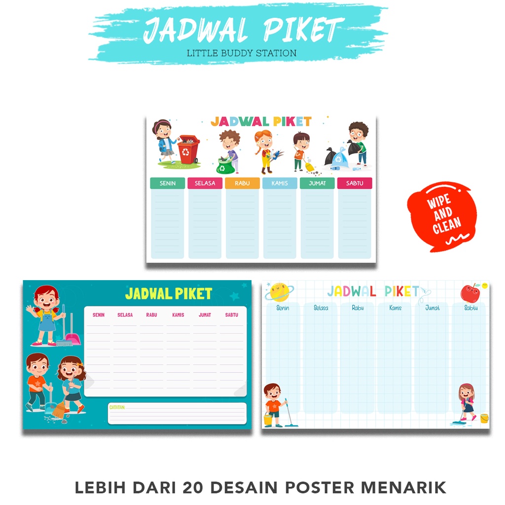 

Poster Anak Jadwal Piket Kelas Uk. A3+ Wipe and Clean