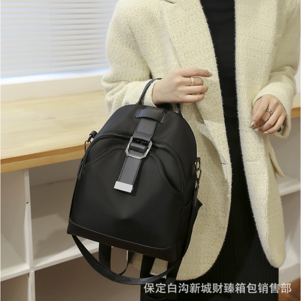 TB-08 tas ransel waterproof wanita backpack kuliah sekolah import jepang korea hitam