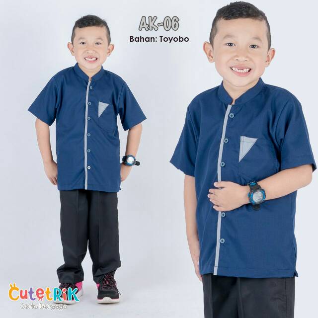 Atasan koko anak katun navy abu by cutetrik