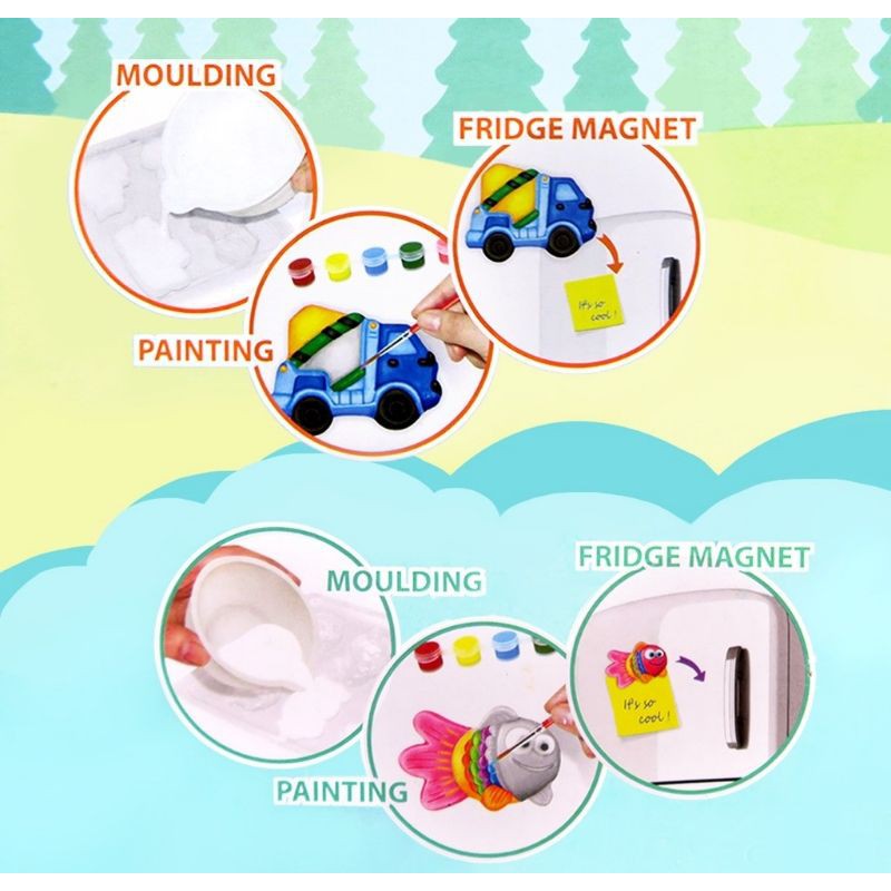 DIY Mould &amp; Paint Fridge Magnet kulkas prakarya