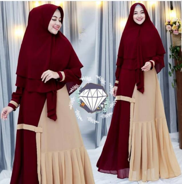 SYARI AMAROOSA AG SYARI MOSCREPE PREMIUM GAMIS SIMPLE CASUAL SYARI RAMPLE GAMIS OOTD