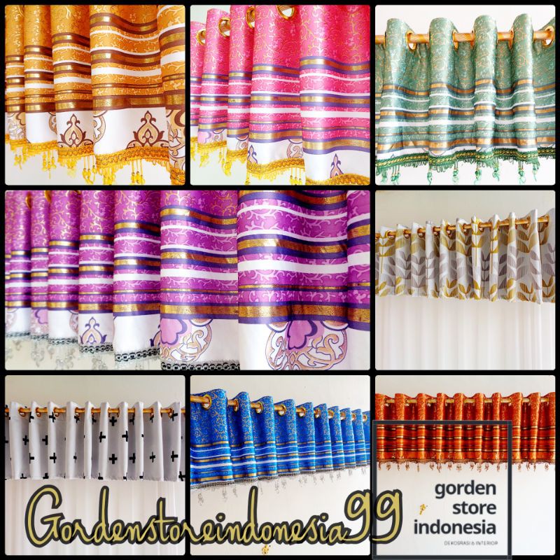 Gorden Jendela Pendek Minimalis Import Renda Poni smokring Pink biru ungu kuning #gordenjendela