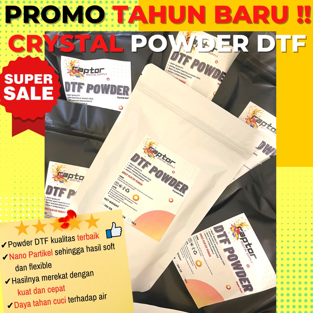 

kln TPU Hot Melt Adhesive Powder Sablon DTF / Bubuk Transfer PET Film 500 Gr