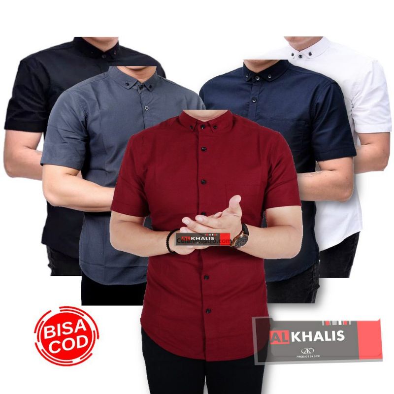 PROMO kemeja pria lengan pendek polos formal casual kerja santai