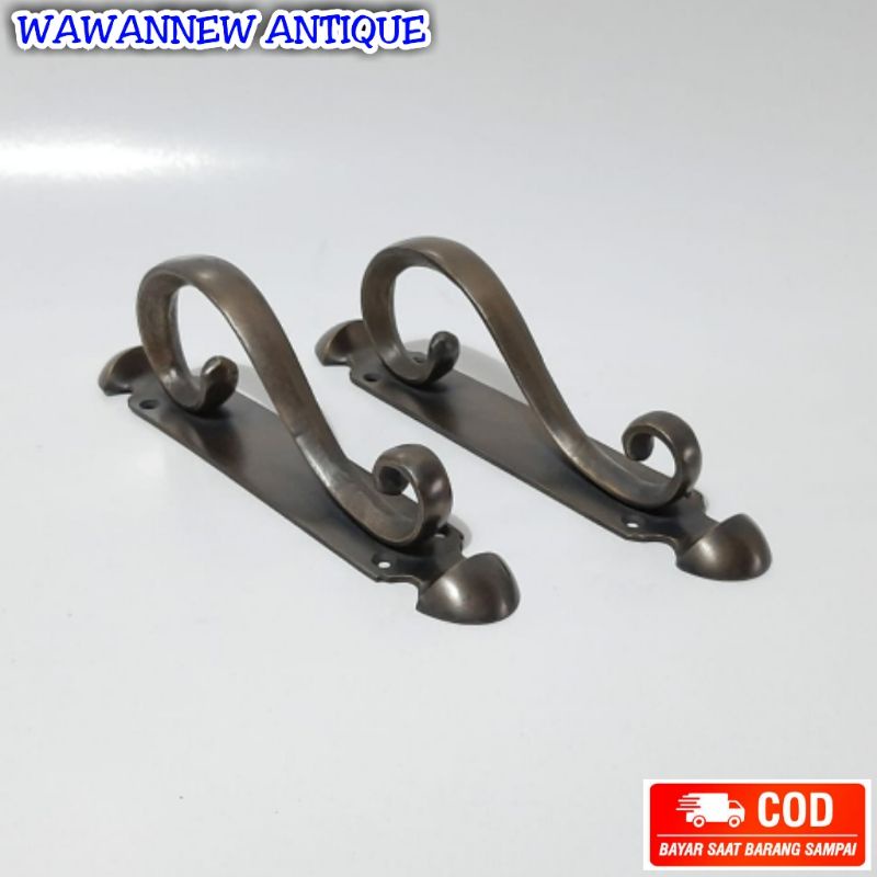 Handle / Tarikan Pintu Rumah Pagar Kuningan Antik Murah Motif Cumi 22cm