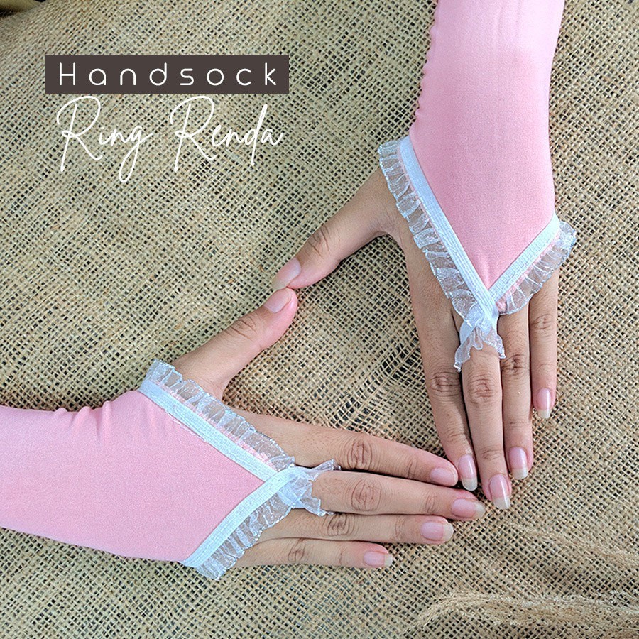 Handsock / Manset Cincin / Ring Renda manset tangan cantik dan syari Panjang 40 cm bahan elastis