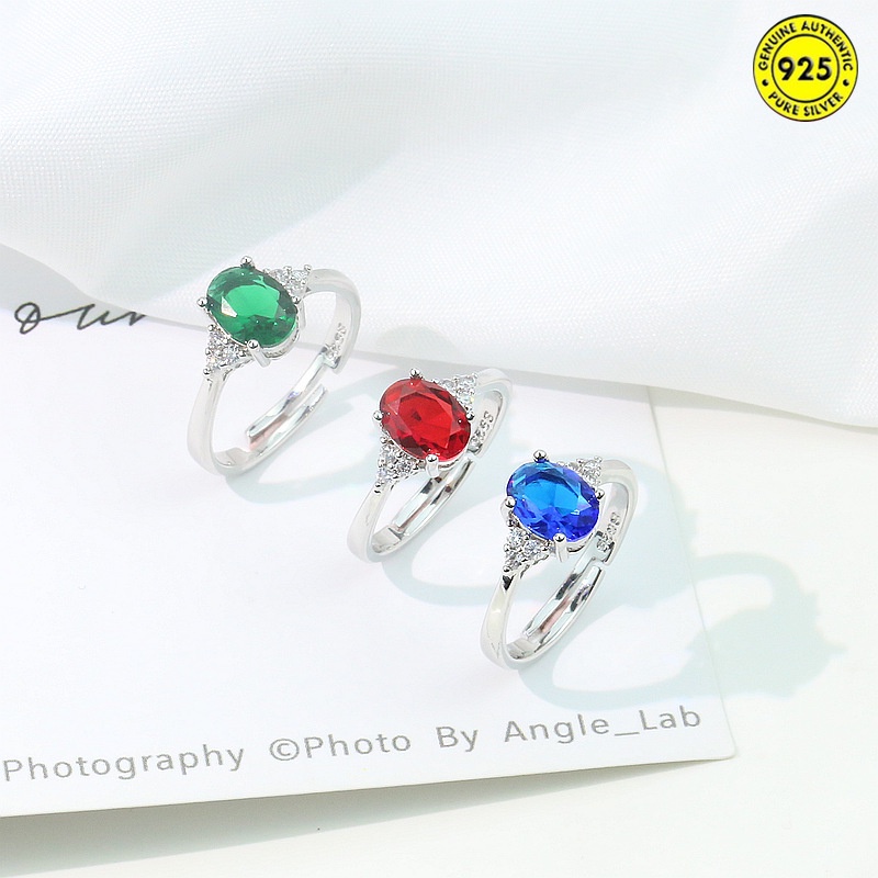 Cincin Kristal Emerald Warna Merah Dan Biru Untuk Wanita