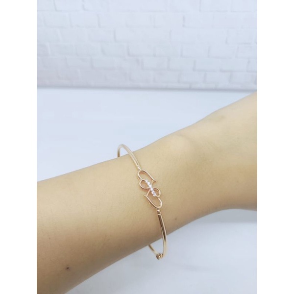 GELANG BANGLE PIPA LOVE DOUBLE MP / GELANG PERAK ASLI SILVER 925 LAPIS EMAS/ GELANG FASHION TERBARU