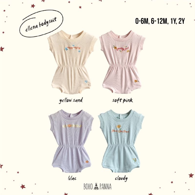 BohoBaby ELENA BODYSUIT / Bohopanna Boho Jumper Pendek Bordir Bayi Anak Perempuan