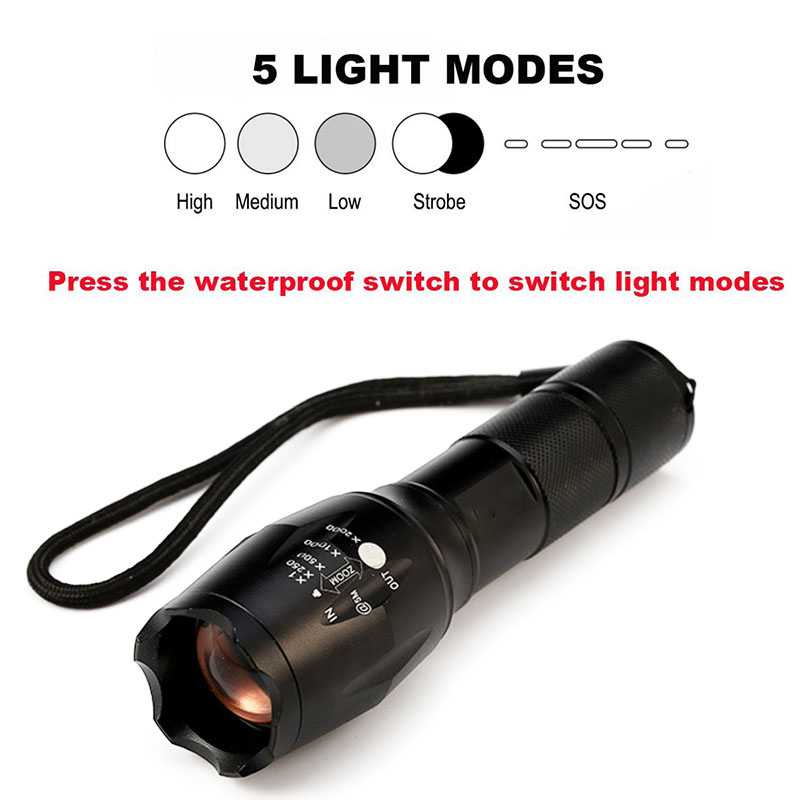 Paket Senter LED Flashlight Cree XM-P50+Baterai+Charger - E17