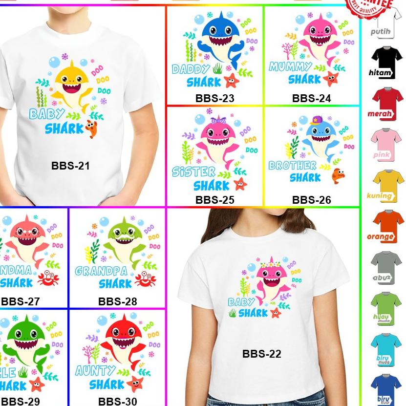 (SIAP KIRIM) [FREE NAMA] Baju Kaos COUPLE  ANAK DAN DEWASA BABY SHARK ULTAH ULANG TAHUN