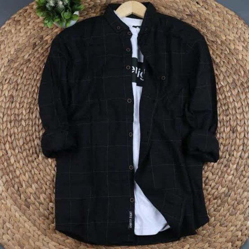 0Kemeja Flanel Impor Pria Kualitas Premium Lengan Panjang Unisex Hem Flannel Baju Flanel Pria Wanita Motif Kotak Kotak