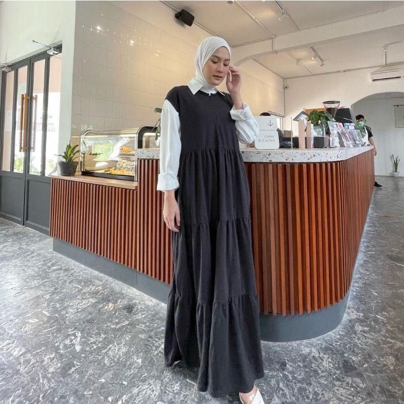 INNER DRESS BUSUI LONG DRESS TANPA LENGAN BAHAN RAYON PREMIUM SHAKILA MAXI DRESS FLARE WANITA KEKINIAN MURAH BUSUI PANJANG VIRAL