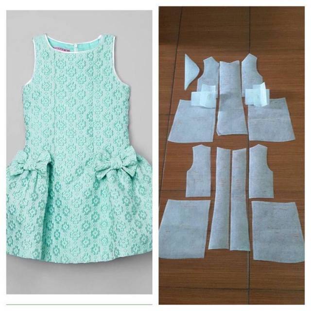 Pola instan dress anak pesta