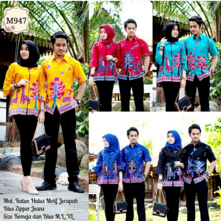 GIYANTI COUPLE BLUS BUNGA WARNA M947 BATIK MODERN SIMPLE BAJU KERJA SERAGAM DAN KONDANGAN