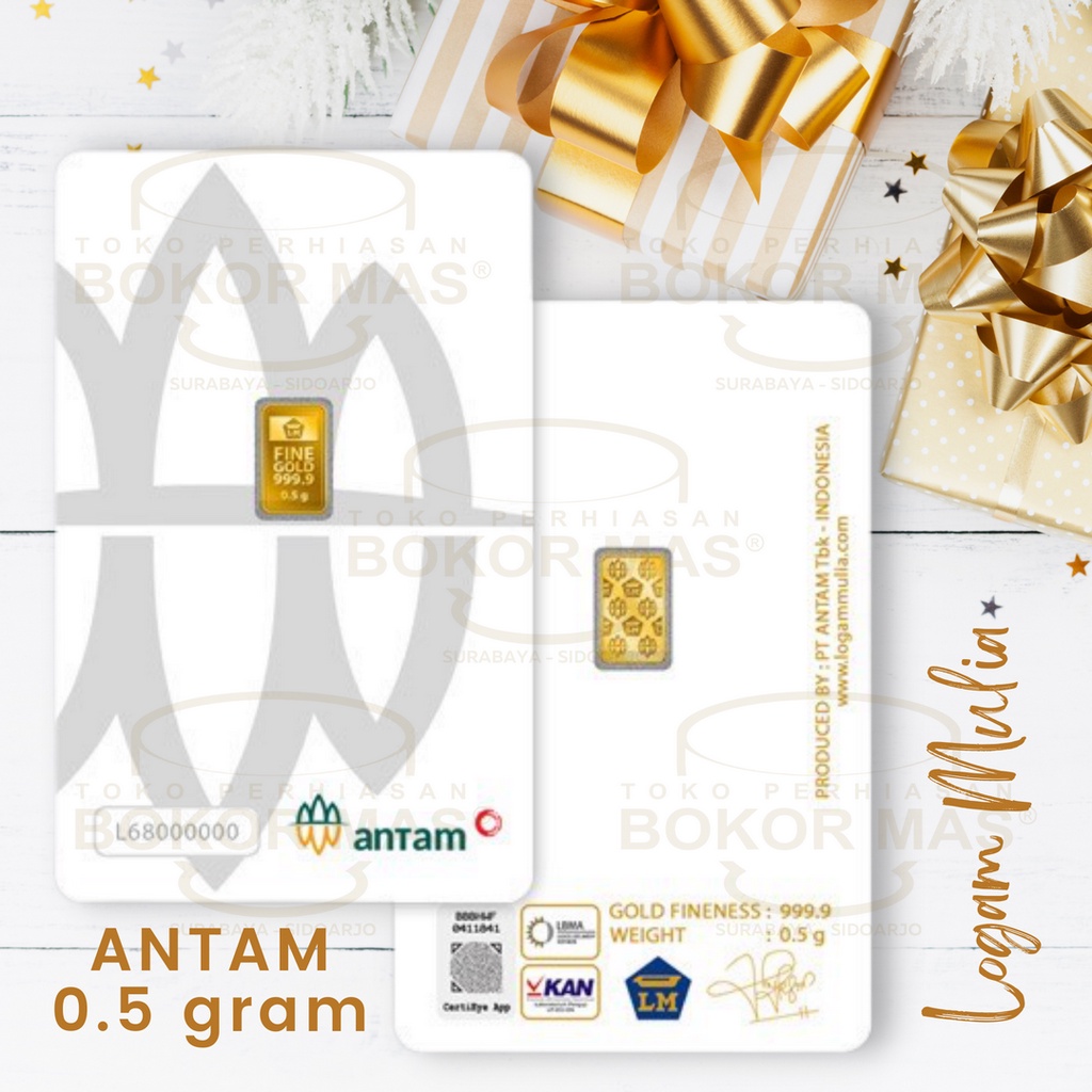 LOGAM MULIA 24K CERTICARD EMAS ANTAM 0.5, 1, 2, 3 GRAM-Emas Batangan - 0,5