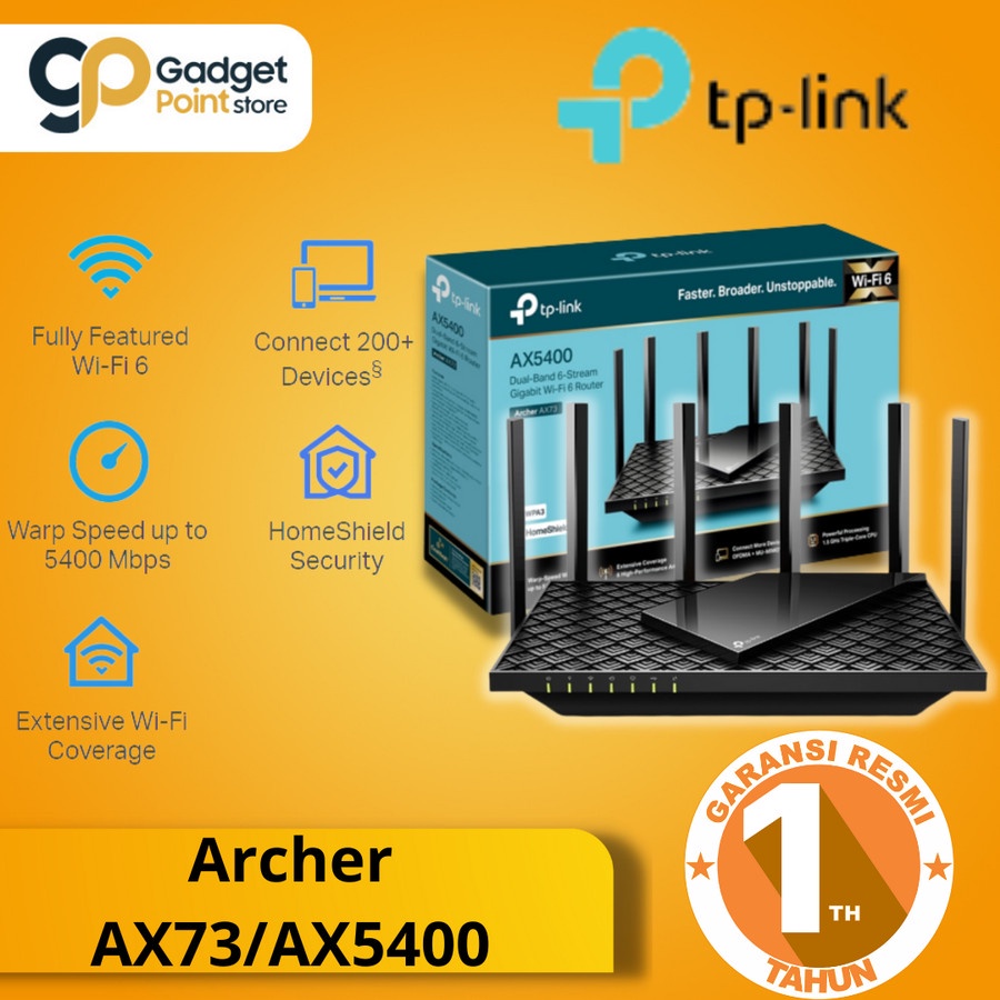 TP Link Archer AX73 AX5400 Dual-Band Gigabit Wi-Fi 6 Router 5400Mbps - Garansi Resmi 1 Tahun