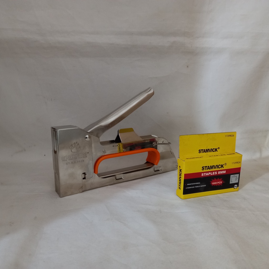 

Stapler Tembak blackfoot powerfull Cekrekan Pengokot Hekter Gun Tacker Staples Sofa, Staples Jok, Stepler Motor Isi staples 8mm