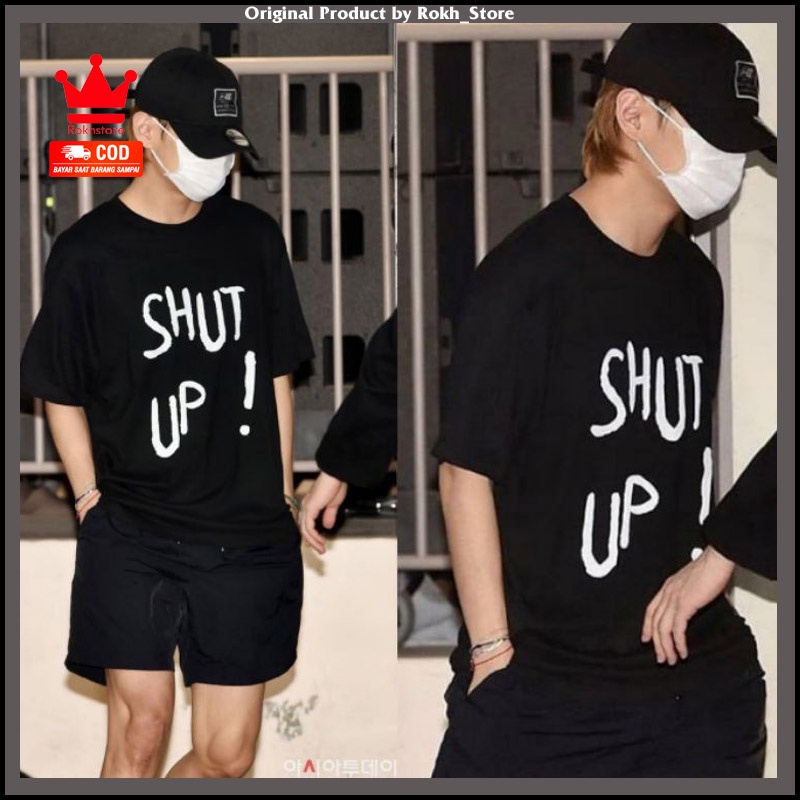 Kaos BTS TAEHYUNG SHUT UP lengan Pendek Unisex M-L-XL (PE)