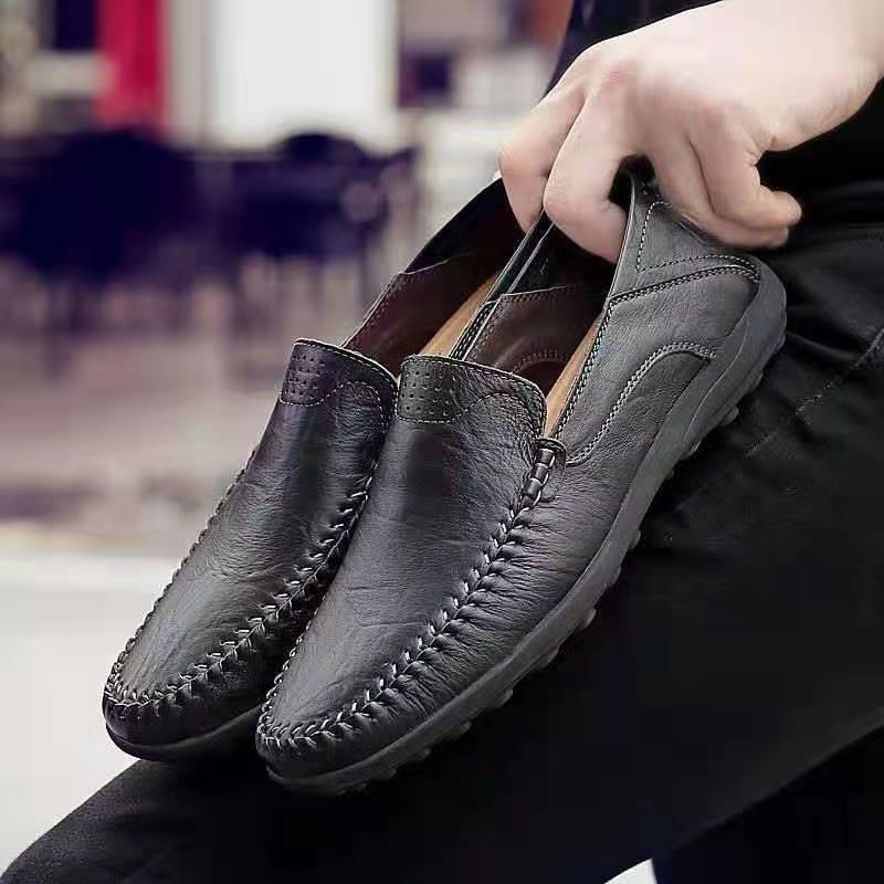 Toread Sepatu Slip On Pria Kulit Sintetis PU Sepatu Kerja Pantofel Pria Sepatu Casual Formal Import Hitam MC408