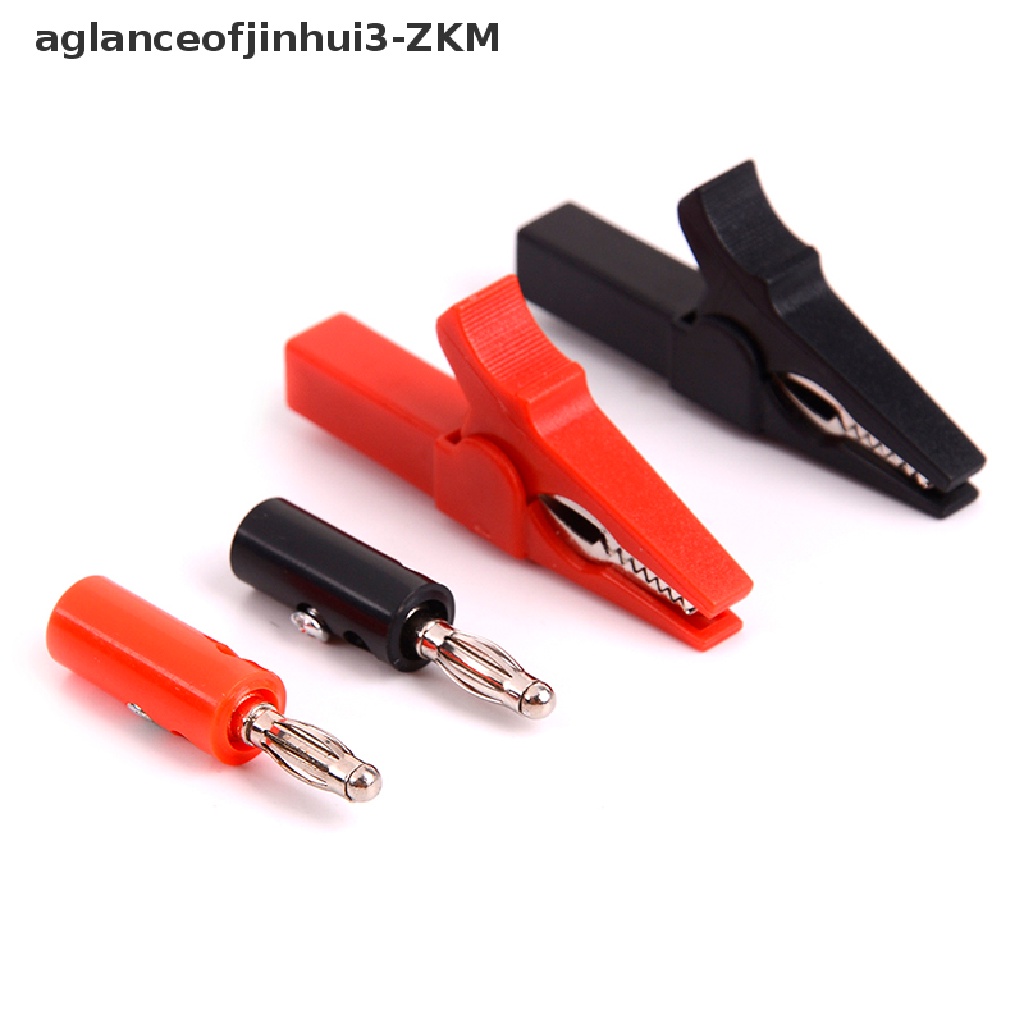 (AGID) 4pcs Klip Buaya 55mm + plug banana 4mm Untuk Kabel test probe