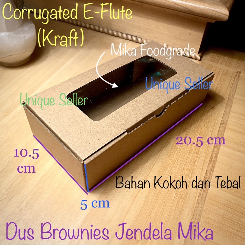 Dus Box Kotak Brownies 20x10x5 EFLUTE JENDELA MIKA / Dus Box Kotak Hampers 20x10 x 5 EFLUTE WINDOW / Dus Box Kotak Coklat Corrugated EFlute 20x10 x 5 / Dus Box Kotak Packing Olshop 20 x 10 x 5 / Dus Box Kotak Kue Uk 20x10 x 5