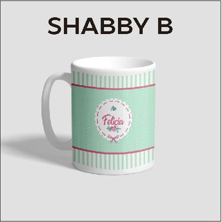 Mug Gelas Sablon Custom Nama  Motif  Shabby Chic Souvenir 