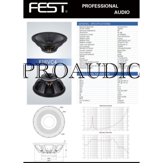 speaker component fest f18vc4 f18 vc 4 f 18vc4 original