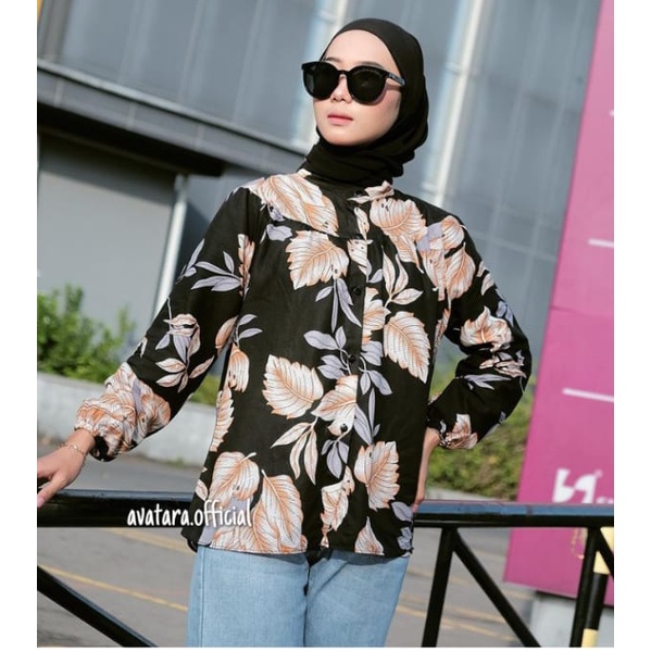 BLOUSE PALM TREE / BLOUSE WANITA / BLUS KEMEJA PALM