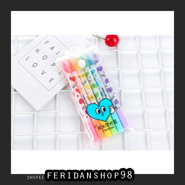 

FS407 HIGHLIGHTER STABILO PULPEN WARNA ATK 2 SISI LOVE BY FERIDANSHOP98