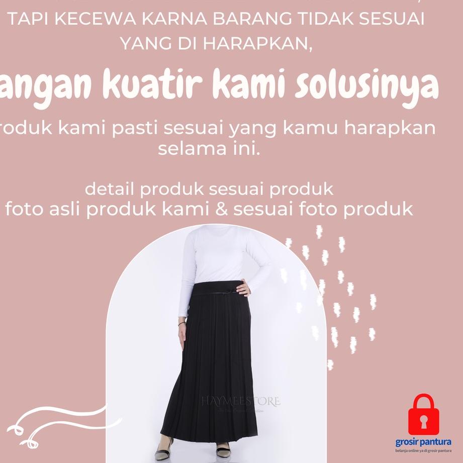 [KODE LRGYI] Rok Kantor Span Panjang Plisket Jumbo Bawahan Kerja Wanita Kekinian Bahan Katun Garbadi