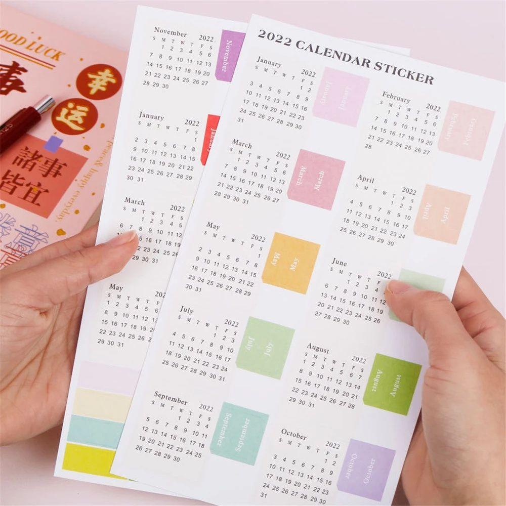 [Elegan] 2022kalender Stiker Siswa Perlengkapan Sekolah Scrapbooking Tangan Akun Alat Tulis Jadwal Organizer Jurnal Planner