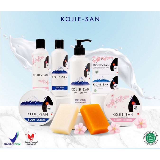 KOJIE SAN INDONESIA Kojic Acid | Goats Milk | Glow Skin (Niacinamide) - Transparent Soap (Sabun Batang) | Body Lotion | Face Serum | Body Wash (Sabun Mandi) | Body Scrub (Lulur) ❤ jselectiv ❤ KOJIE SAN Made in INDONESIA - ORI✔️BPOM✔️HALAL MUI✔️COD✔️