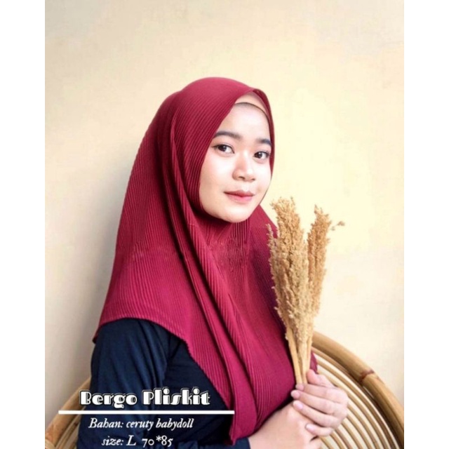 Terbaru !! Hijab Instan Plisket Full Lidi Pleated Prisket