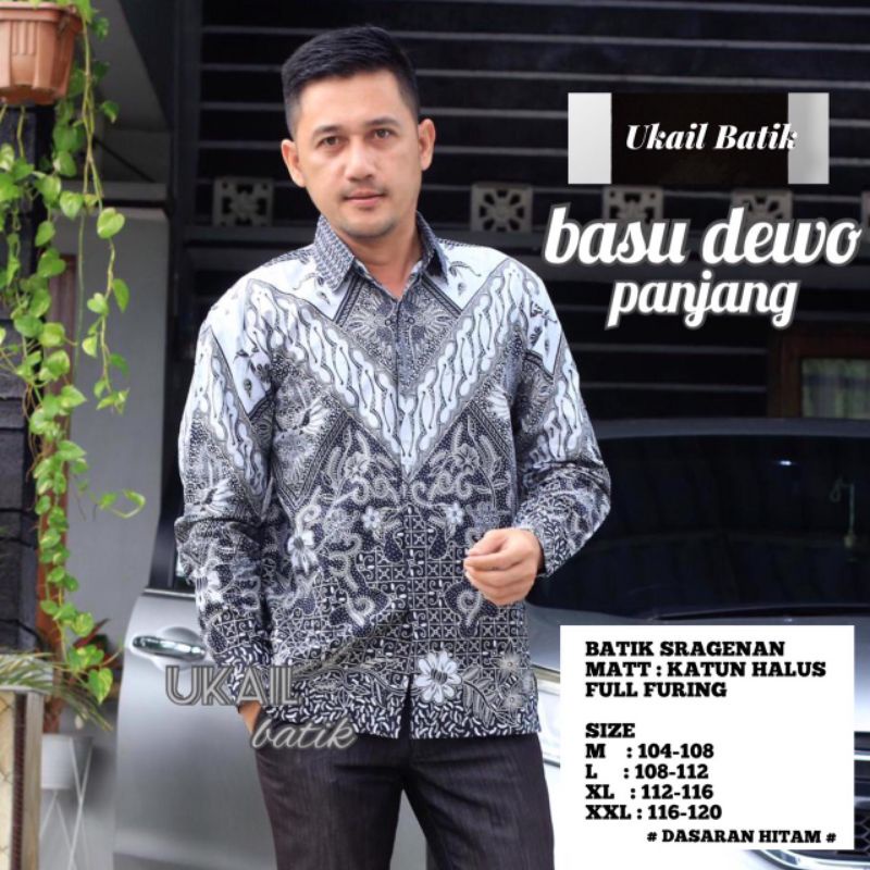 Kemeja Batik Pria Lengan Panjang Motif Basudewo Terbaru Lapis Furing Bahan Katun Halus Premium