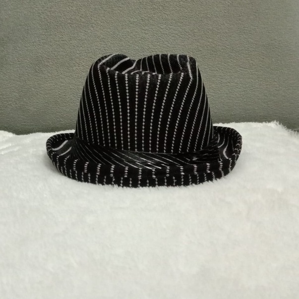 Topi Koboy Fedora Jazz Vintage Motif Salur Murah