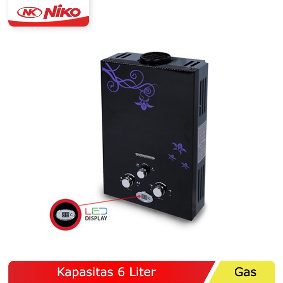 NIKO WATER HEATER PEMANAS KAMAR MANDI NIKO GAS 6 LDN HITAM