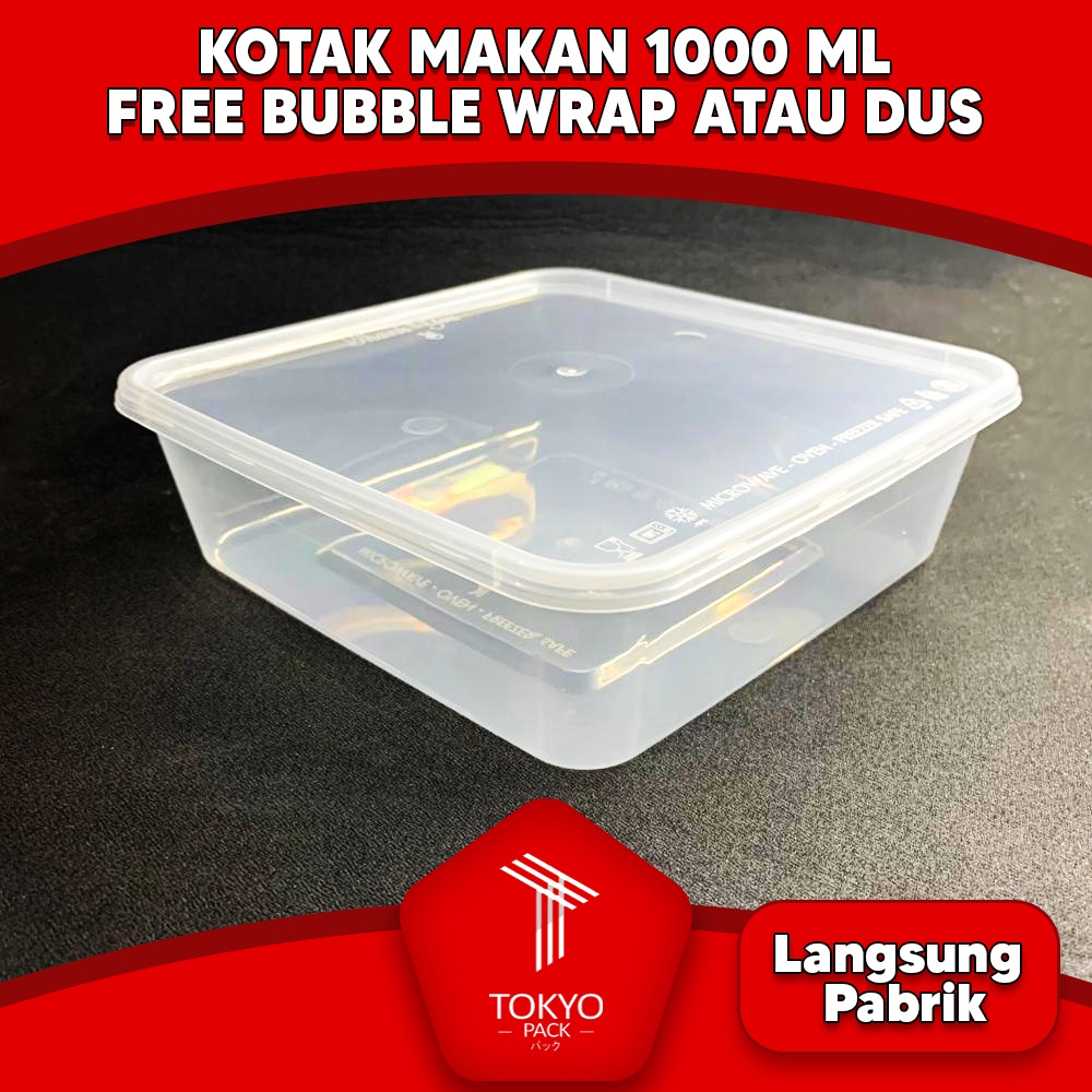 kotak makan plastik 1000 ml persegi / thinwall kotak makan persegi 1000 ml murah