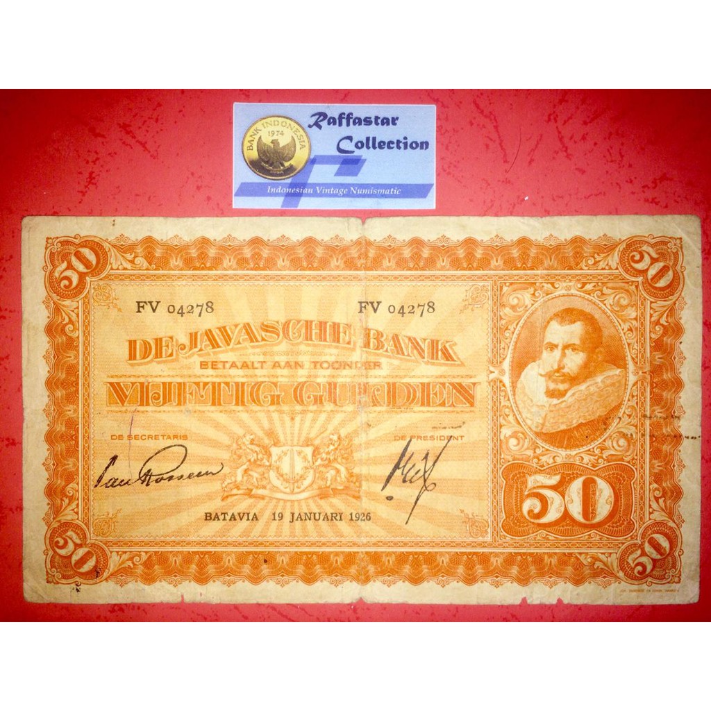 uang kuno 50 coen 1925 Van Rossem