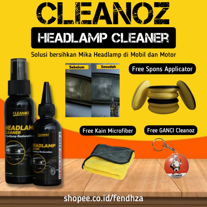 PROMO Cleanoz Headlamp Pembersih Lampu Mika Lampu Mobil Pembersih Kaca Lampu Mobil Buram Kuning
